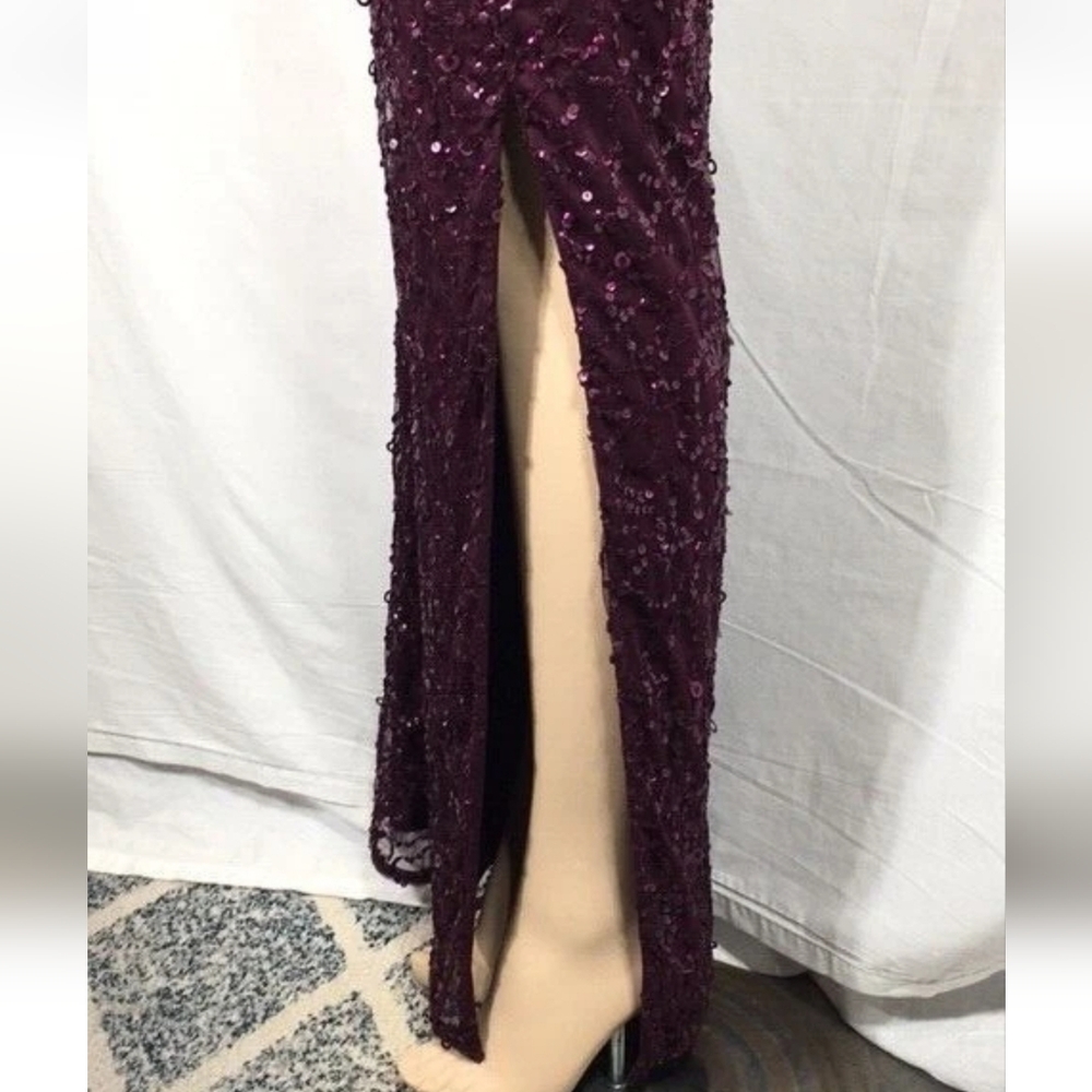 Adrianna Papell Beaded Long Blouson Dress Cassis 8 NWT - Picture 15 of 16